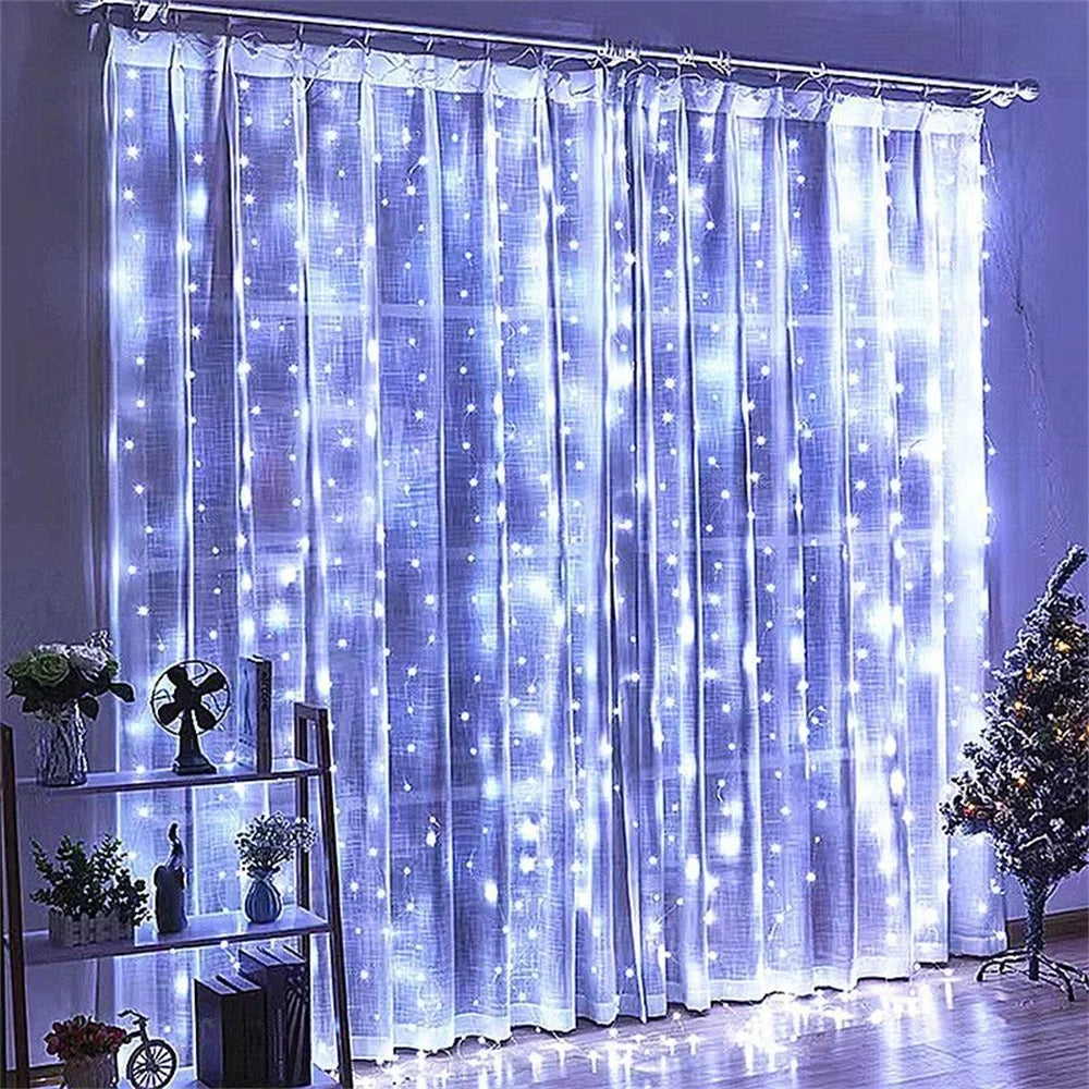 Decoração de Natal para Casa 2026, Cortina de Luzes LED de Fada, Fio de Luzes a Pilha para Quarto, Casamento, Festa e Decoração de Ano Novo