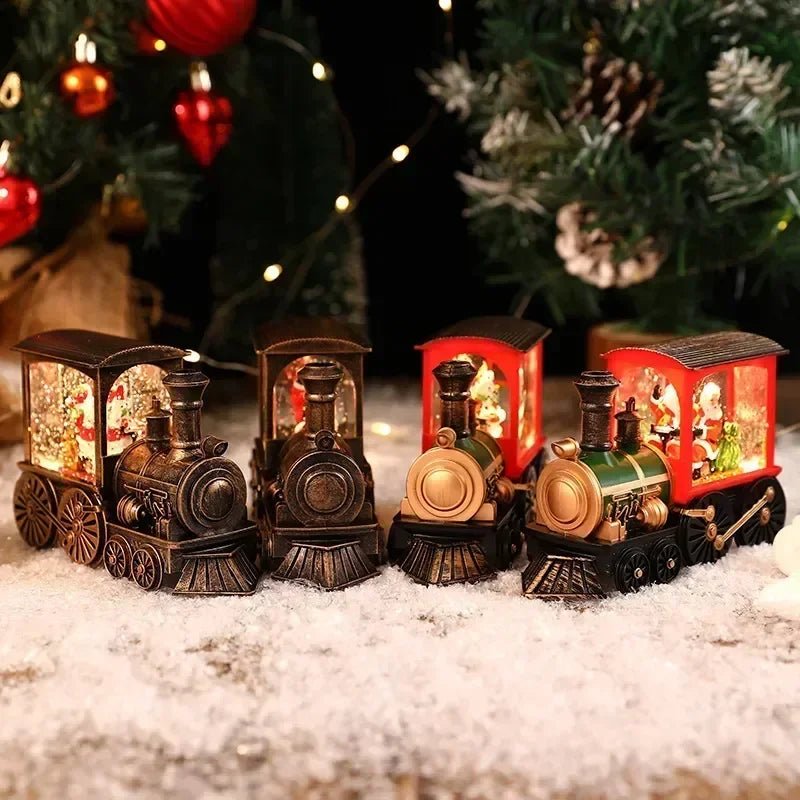 Presente de natal bola de cristal ornamentos luzes led trem papai noel feliz natal decoração para festa em casa natal