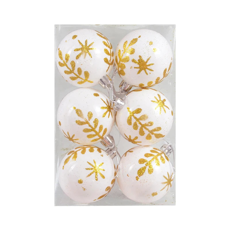 6 Peças/caixa Bolas de Natal de 6cm Enfeites Pendentes para Árvore de Natal Decorações de Natal para Casa 2026 Presente de Ano Novo