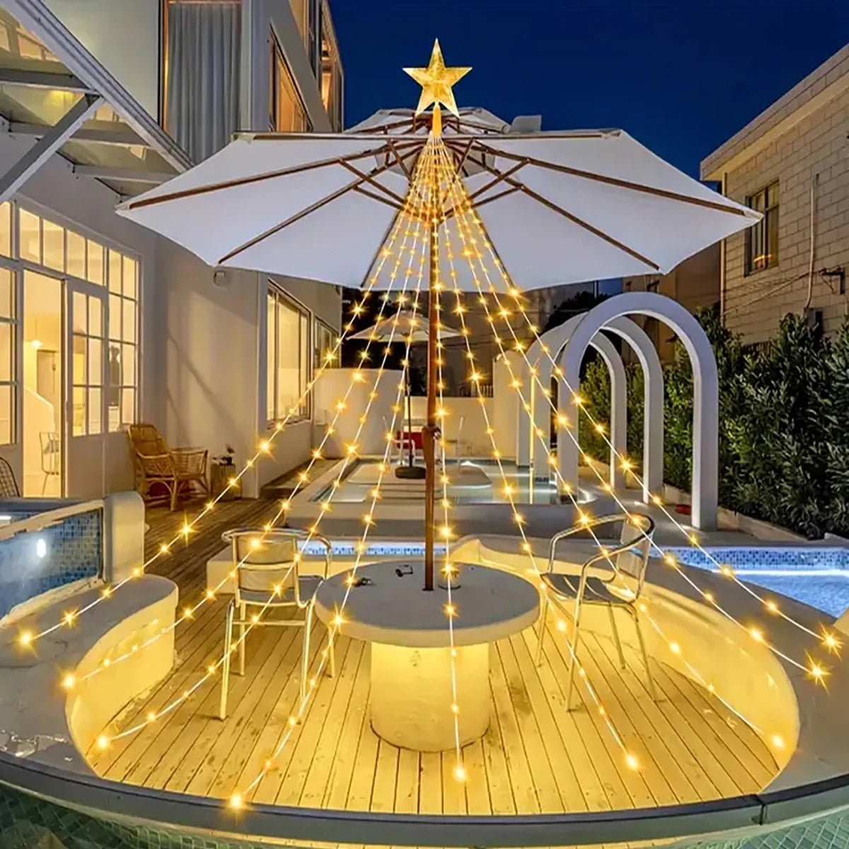 Decoração de natal 2025 luzes de decoração de férias solares led luzes de corda de natal ao ar livre estrelas brilhantes natal