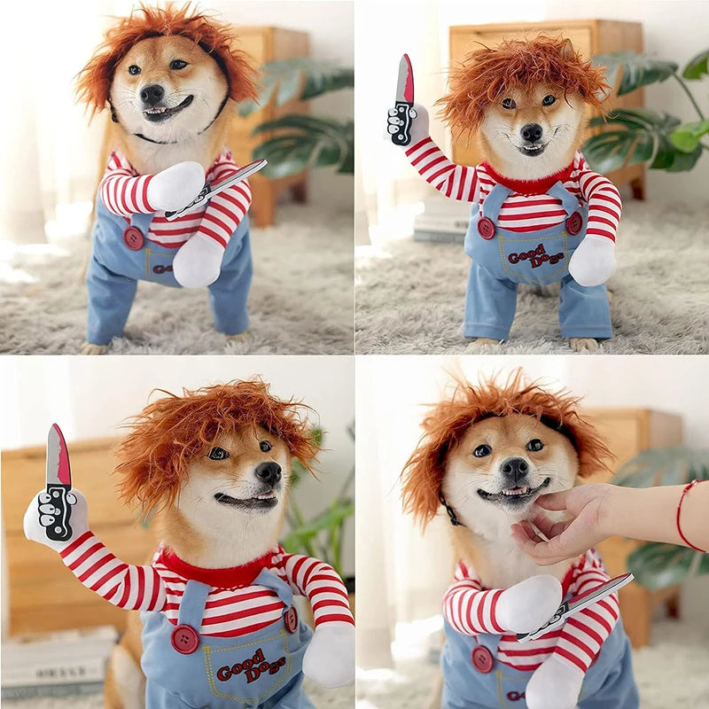 Conjuntos de fantasias ajustáveis para cães de Halloween, roupas, cosplay, fantasia para cães médios e grandes, pug, roupas novas, engraçado, 2023