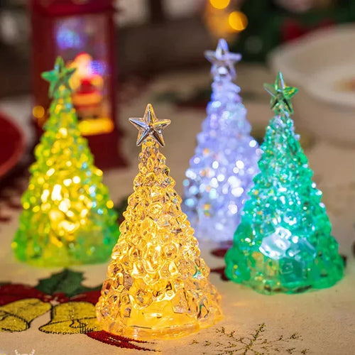Natal 2025 atividade atmosfera arranjo enfeites de mesa árvore luminosa natal cristal transparente decoração de ano novo
