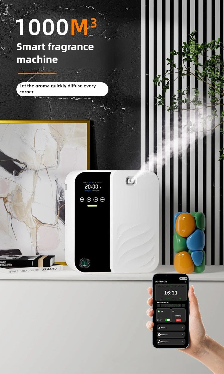 Difusor de aroma inteligente de 500ml - Bluetooth, spray automático, cobertura de 1000m3 e eliminação de odores para casa/comercial (hotel/bar/spa)