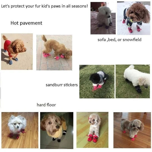 Conjunto de 4 Sapatos Impermeáveis para Cães, Botas de Chuva Antiderrapantes com Sola Macia, Sapatos para Gatos, Botas para Filhotes, Acessório para Patas