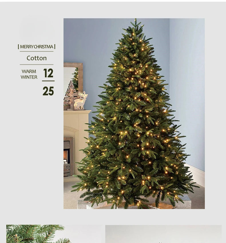 Árvore de natal artificial pe misturada criptografada com luzes led árvore de natal de alta qualidade 1.2m-1.8m decorações de natal de ano novo