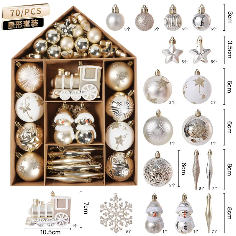 Conjunto de 70 Bolas de Natal para Decoração de Árvore de Natal, Enfeites Pendentes para Casa, Decoração de Natal 2026, Presente de Ano Novo