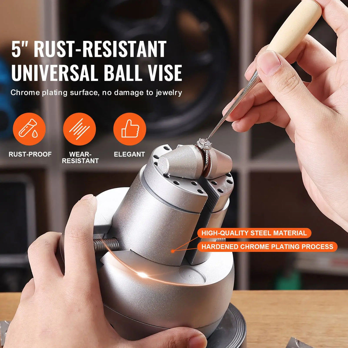 69 PCS Attachment Ball Vise 5\" Engraving Setting Tool with 360 Degrees Rotation Jewelry Engraving Block Tool