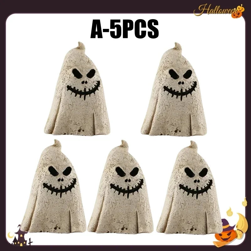 Decoração de Halloween: Fantasma, Abóbora e Múmia - Enfeite de Resina Assustador para Mesa, Perfeito para Noite de Halloween, Sala de Estar e Festas