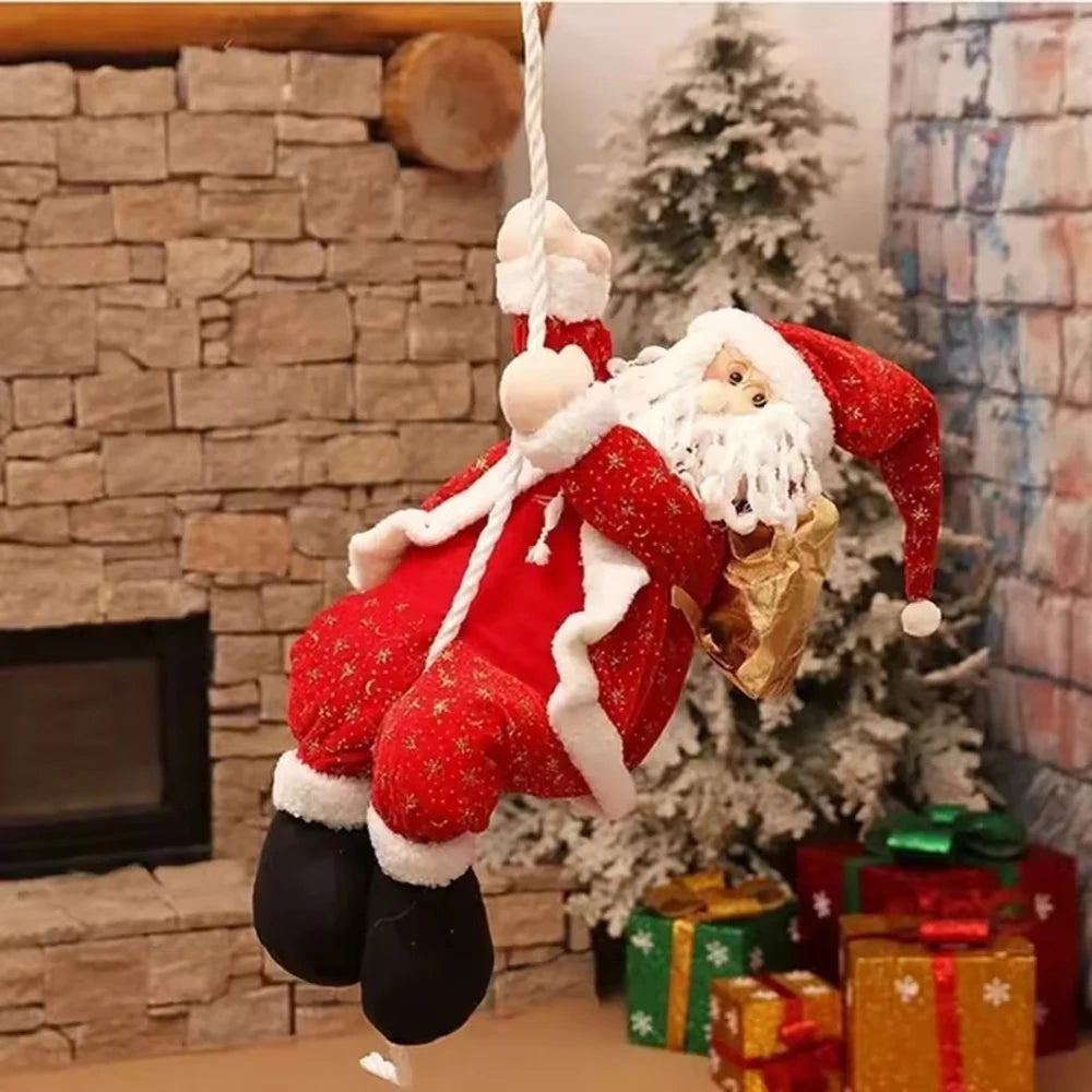 Feliz natal pendurado papai noel escalada corda boneca pingente árvore de natal ornamento decorações de natal