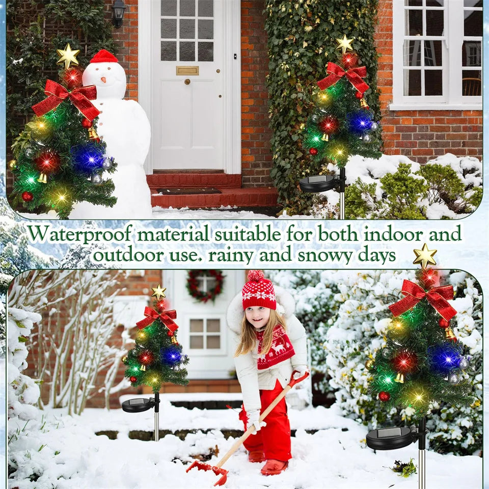 Árvore de natal luzes solares ao ar livre à prova dwaterproof água led jardim caminho gramado paisagem festivo decorativo luzes piso decoração natal