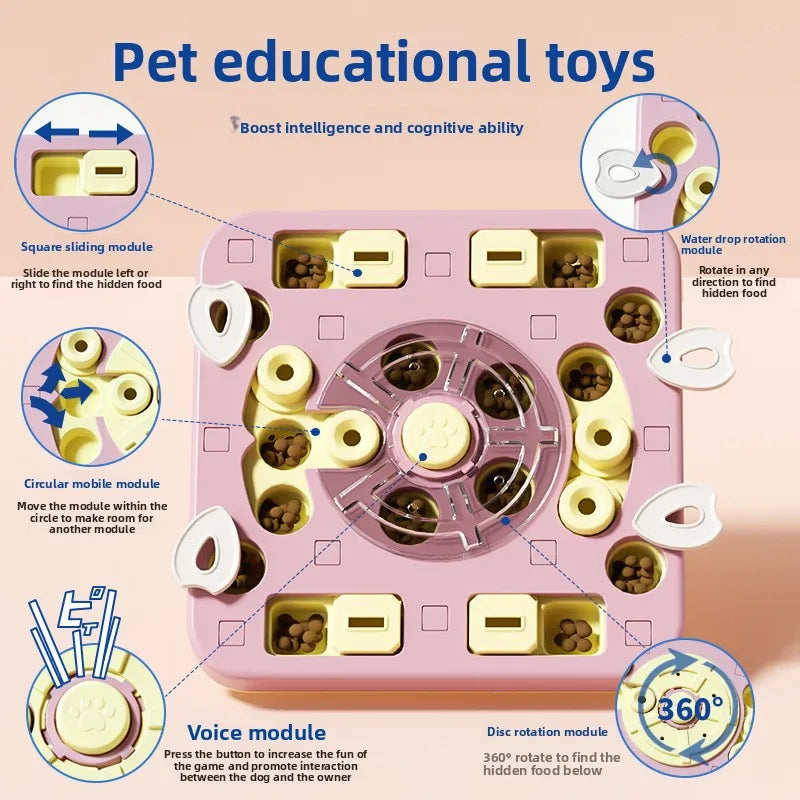 Brinquedo Labirinto Deslizante Multicamadas para Pets: Comedouro Lento, Tabuleiro de Busca de Alimentos, Anti-Engasgo