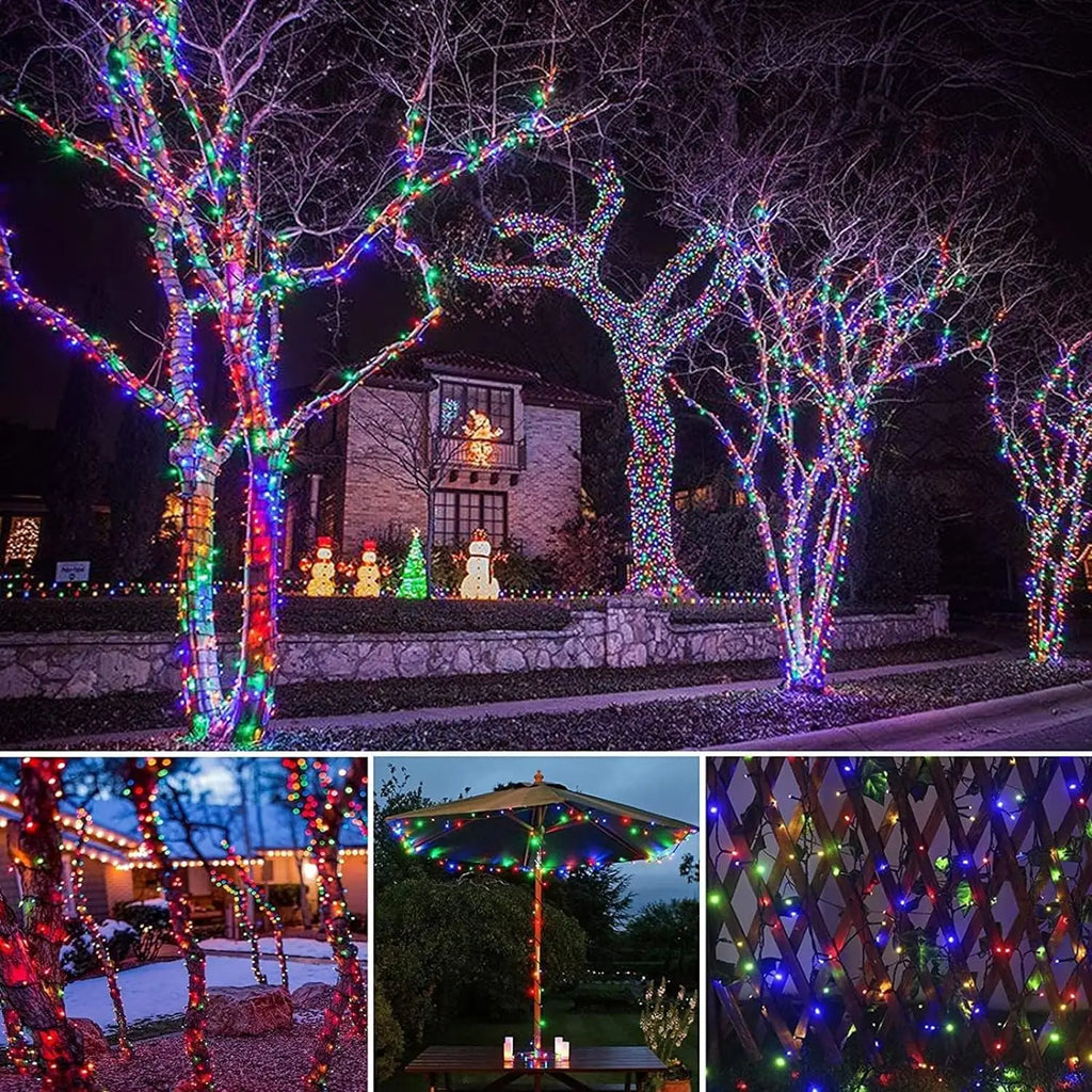Luzes de corda solares LED 300LED 8 modos movidos a energia solar luzes de Natal ao ar livre à prova d'água estrelado luzes de fadas de Natal