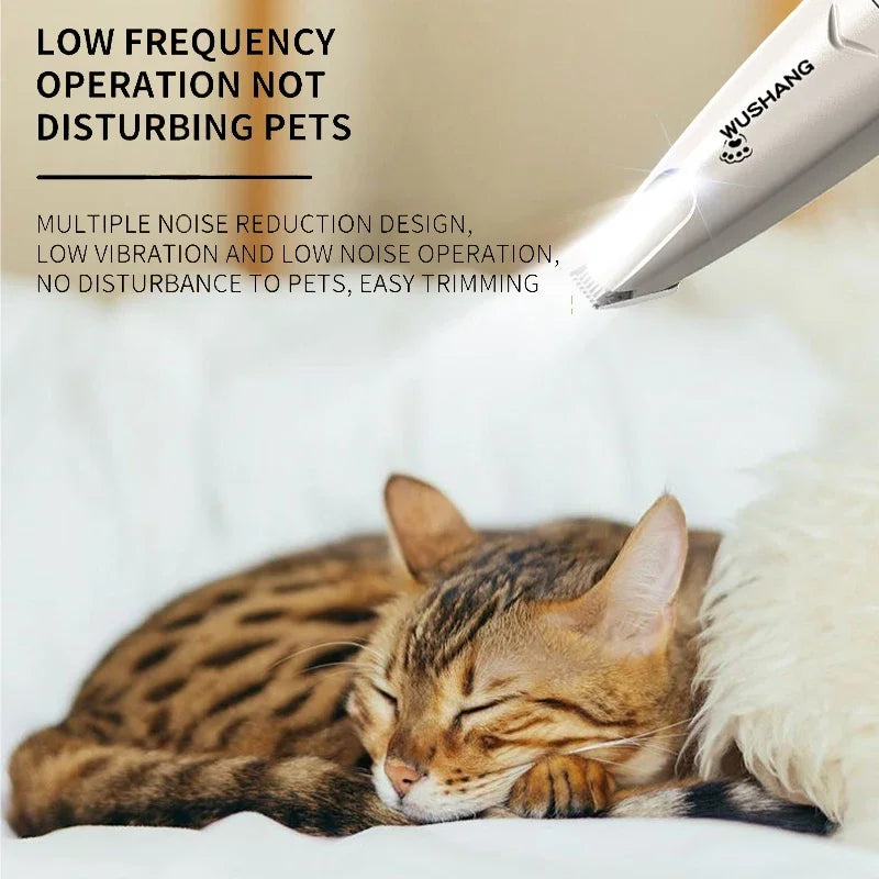 Aparador Elétrico para Cães com Luz LED, Impermeável, Aparador de Pelos para Patas de Animais de Estimação, Baixo Ruído, para Rosto, Patas, Orelhas e Pelos de Gato e Cão