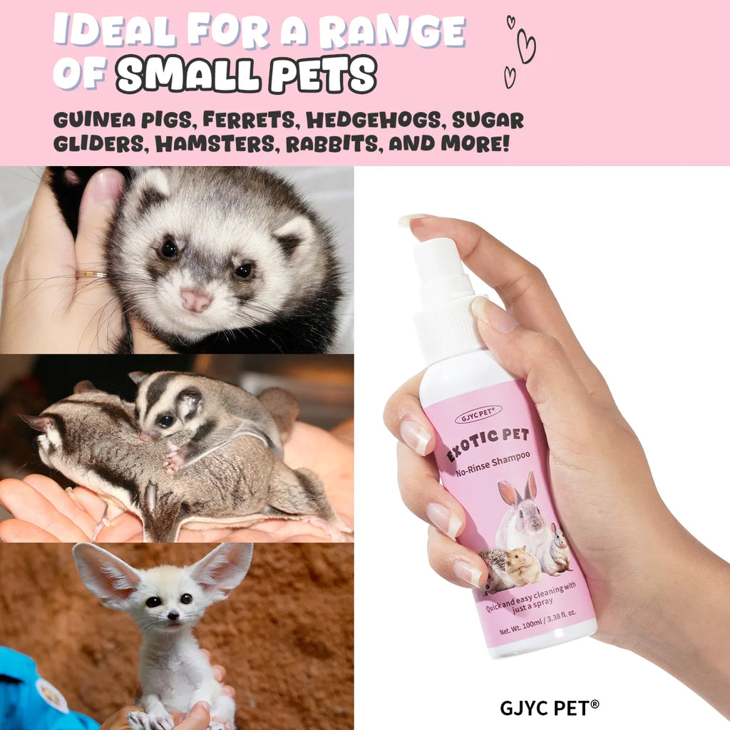 Shampoo para Pets Sem Água para Pequenos Animais, Fórmula Suave Hipoalergênica, Limpeza Profunda e Desodorização