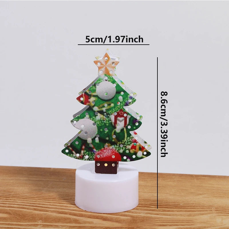 LED Christmas Candle Lamp Decorações, pequena Santa, boneco de neve, árvore de Natal, Holiday Night Lights, Home Party, Jardim