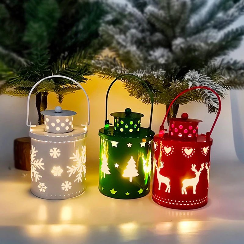 Lanternas de Natal vintage com luz LED, decoração festiva para festa doméstica, decorações elegantes - Kasa & Pet