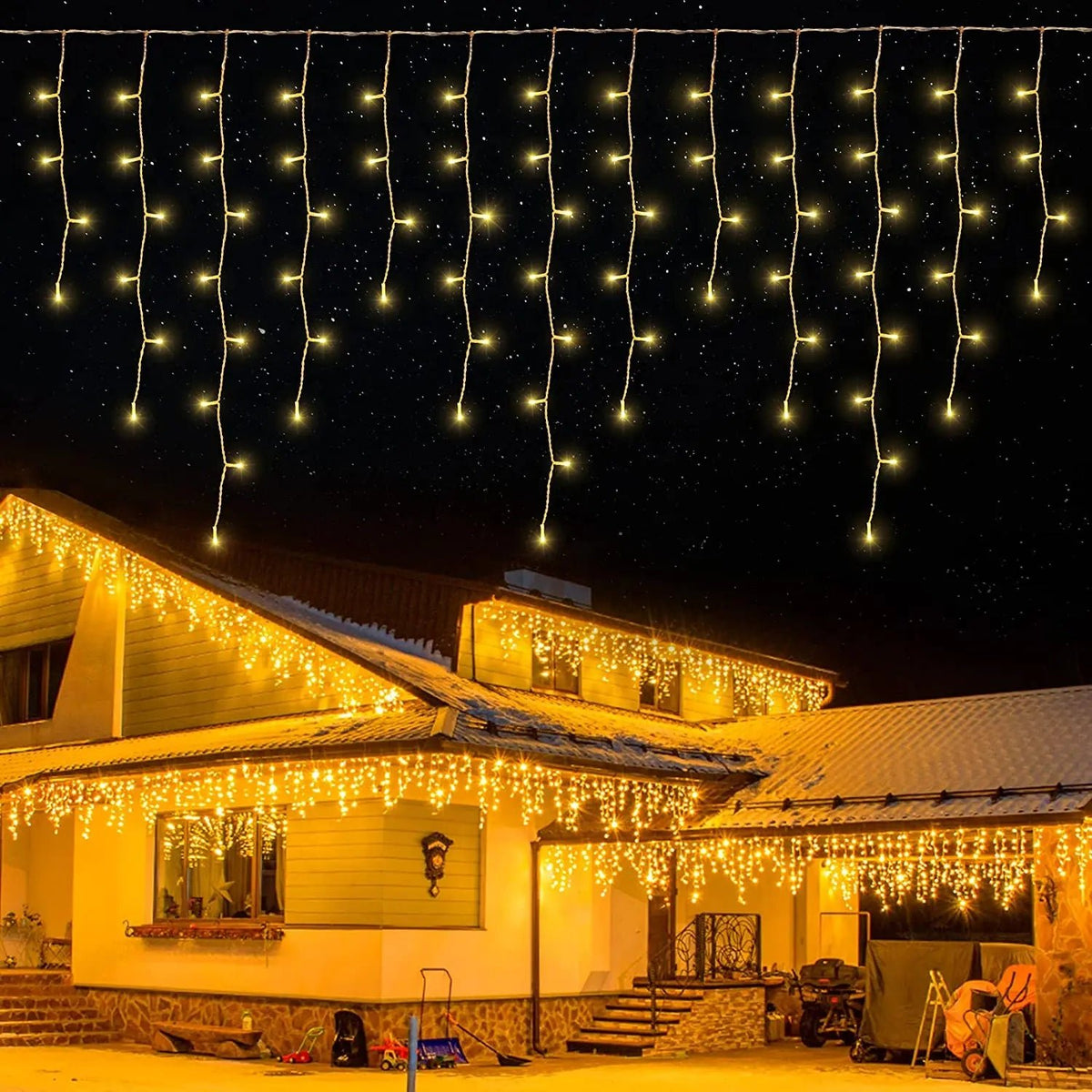 Decoração de Natal 2024 Led Lights Outdoor Street Garland 8/12M Waterproof Connector Icicle Light Ano Novo 2023 Decor para Casa,arvore de natal,cortinas,luzes de natal,natal decoração,pisca pisca de natal - Kasa & Pet