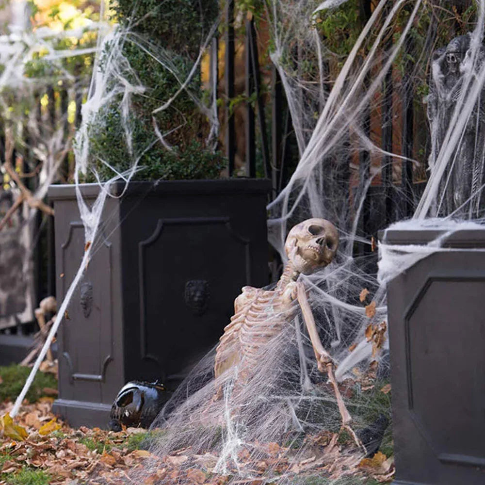 Decoração de Halloween Teia de Aranha, Teia de Aranha Artificial, Teia Elástica com Aranha, Decoração Gótica de Casa Assombrada