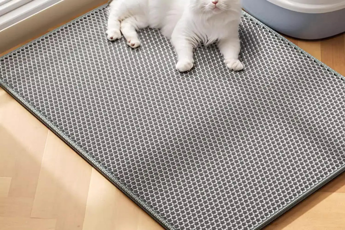 Tapete de areia extra grande para gatos, resistente, à prova d'água, 2 camadas, antiderrapante, lavável, protetor de piso para animais de estimação, caixa de areia
