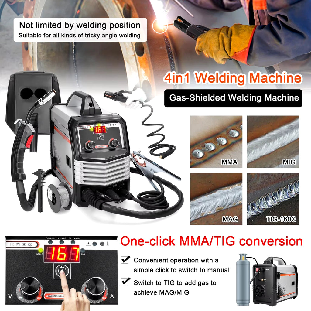 Multi funcional 2IN1 MIG MMA-160A inversor máquina de solda multifuncional portátil máquina de solda inteligente