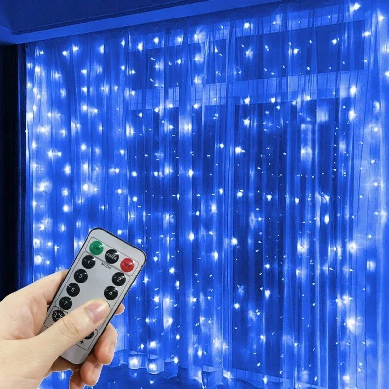 Ano novo 2026 lâmpada luzes de natal led fada string cortina luzes 8 modo remoto usb festão decoração natal para casa férias - Kasa & Pet