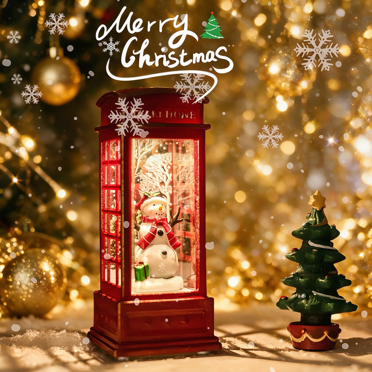 Decoração de Cabine Telefônica de Natal com Luz Noturna, Luz Noturna Retro Vermelha de Cabine Telefônica, Papai Noel/Boneco de Neve/Árvore, Decoração para Casa