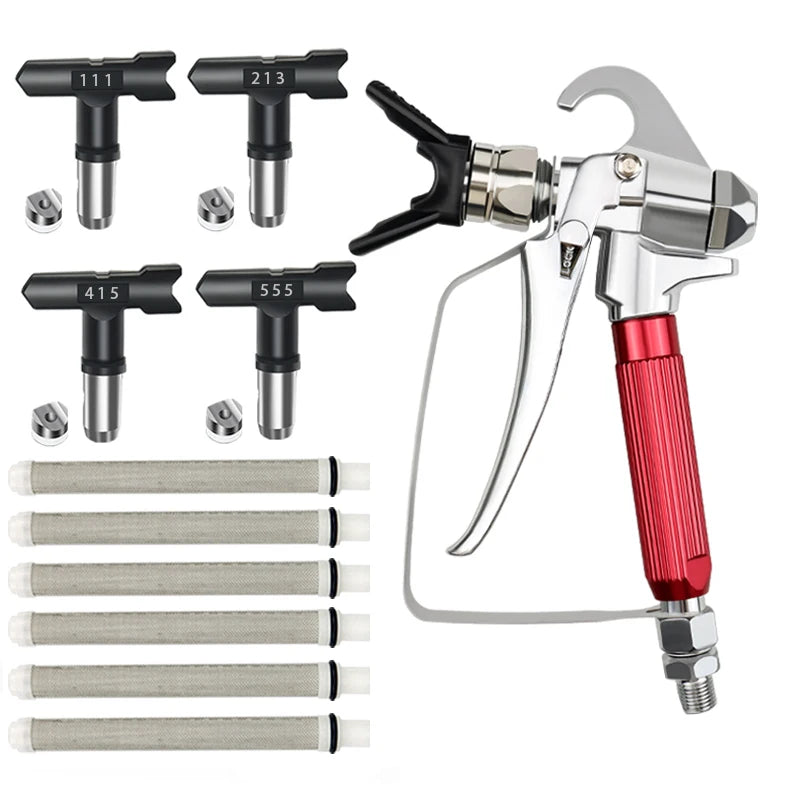 Pistola de Pulverização de Tinta Airless de Alta Pressão 3600 PSI com 4 Bicos e Protetor de Bico ou 6 Filtros para Pistola de Pulverização Airless