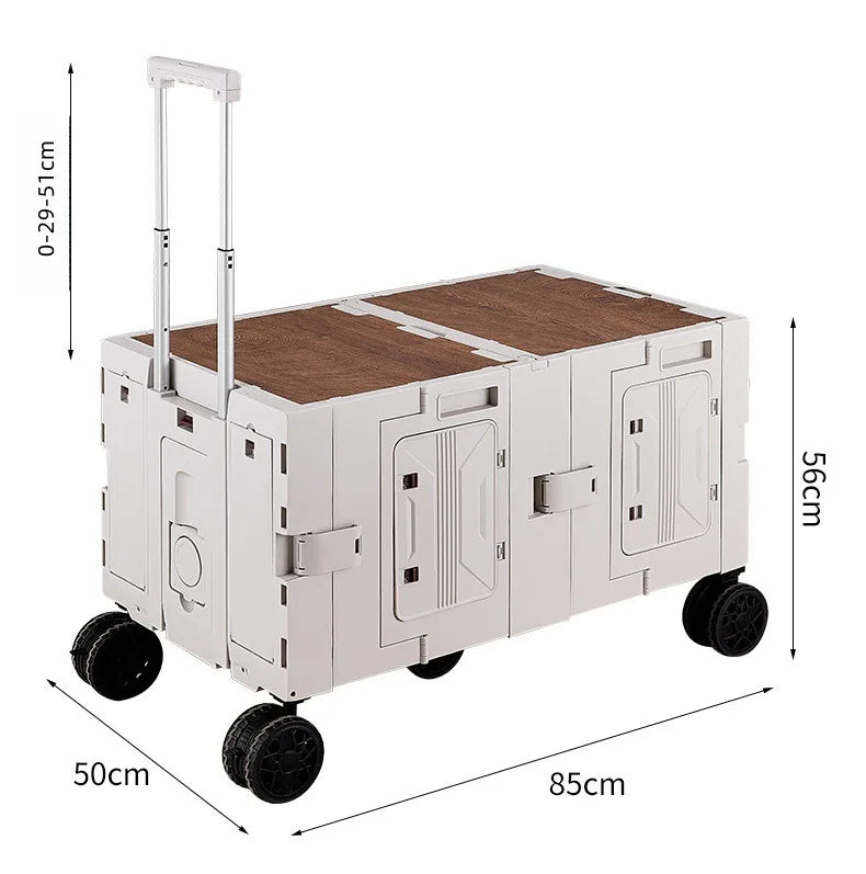Carrinho de Camping para Exterior, Ferramentas de Piquenique, Mesa de Jantar Dobrável e Móvel para Carro, Carro de Camping Multifuncional