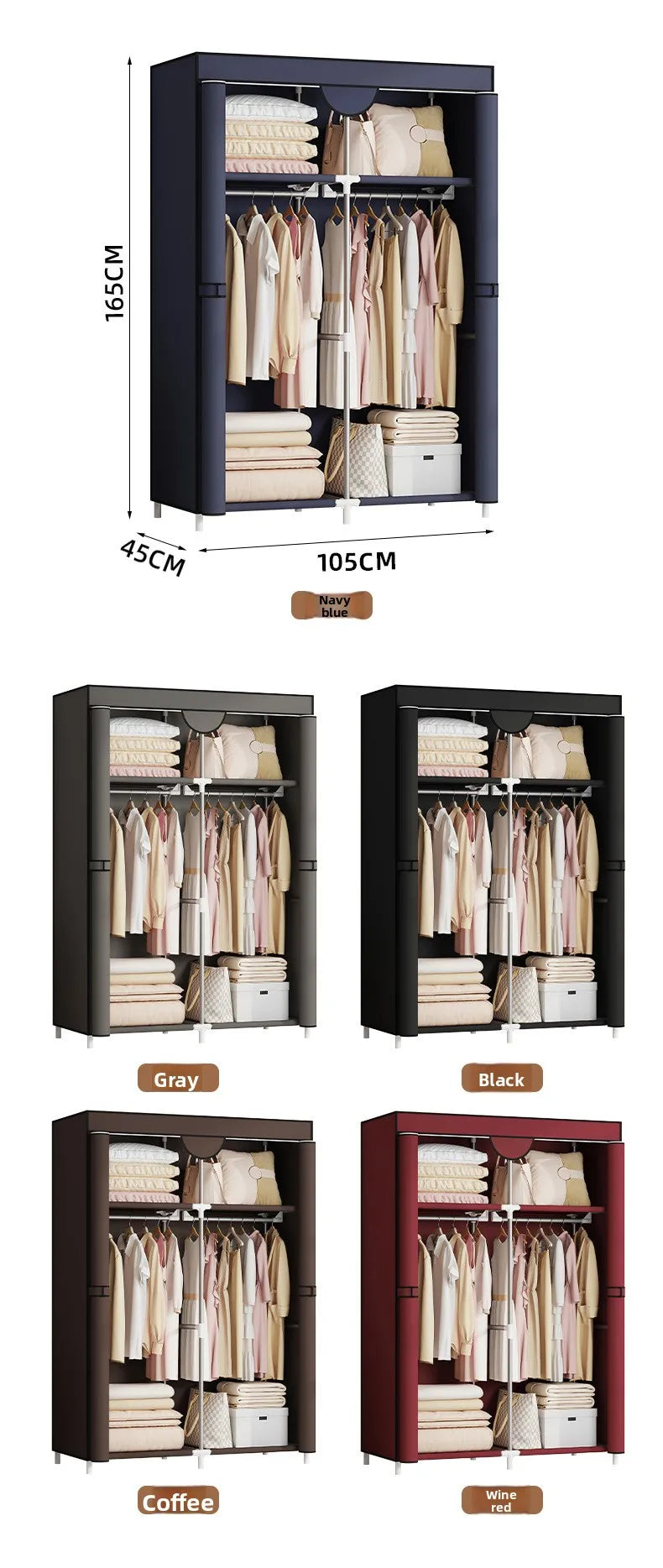 Armazenamento à prova de poeira quarto doméstico guarda-roupa simples guarda-roupa de pano totalmente fechado guarda-roupa de casa de aluguel