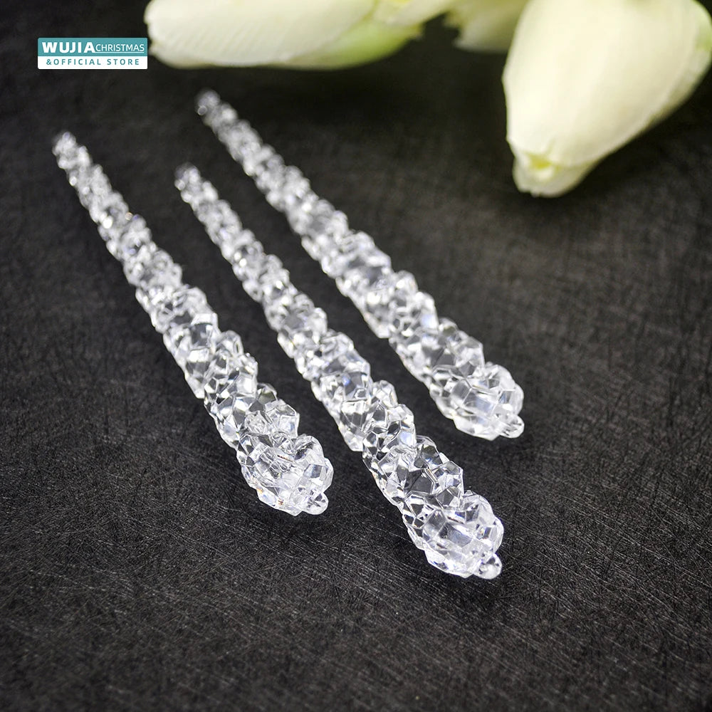 Simulação de Natal Icicles acrílicos, ornamento de Natal, gelo falso para festa de inverno, decoração de ano novo, 15cm, 6 peças