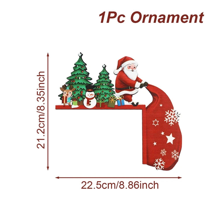 Decoração de moldura de porta de natal decoração de feliz natal para casa 2025 pingente enfeites de madeira de natal navidad natal presente de ano novo