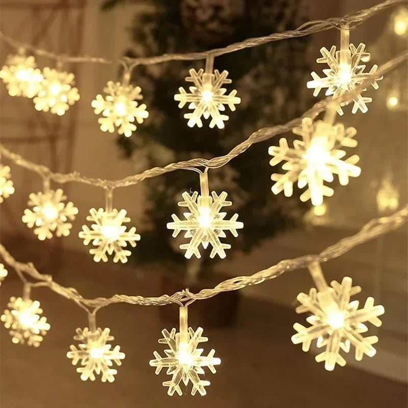 10/20/40leds natal luz de fadas corda usb/bateria alimentado árvore de natal feriado decoração de ano novo floco de neve luz corda