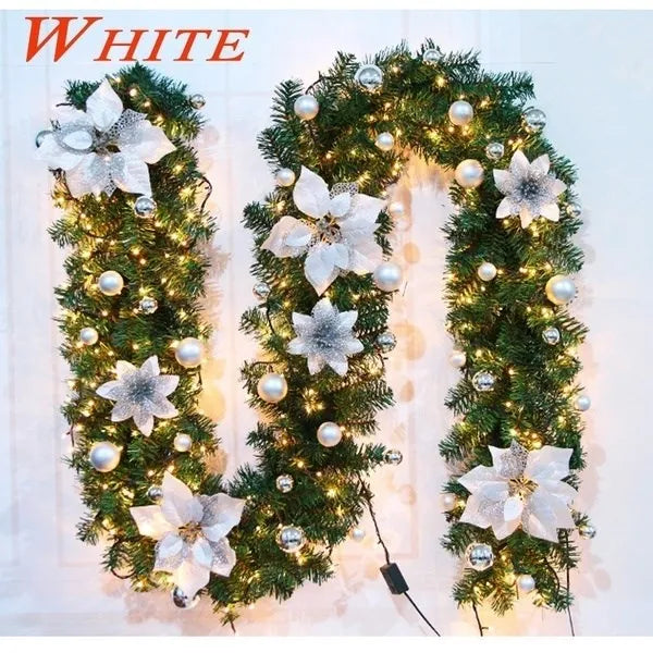 2.7m 5 cores decorações de natal guirlanda decoração rattan luzes grinalda decorado lareira escadas parede porta decoração