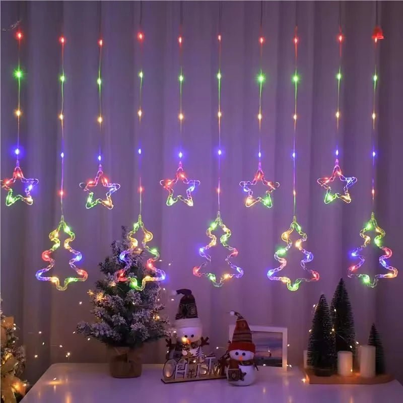 Cortina de Luzes de Natal, Luzes de Fada, 3M, Alimentação USB, Controle Remoto, 8 Modos, Decorações LED para Janelas de Casa - Kasa & Pet