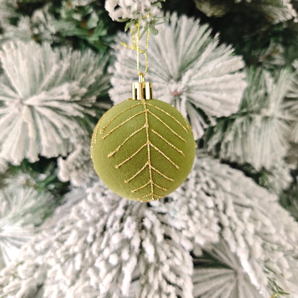 30 Bolas de Natal de Veludo, Enfeites de 6CM, Bolas de Natal Flocadas, Pingentes para Pendurar na Árvore de Natal, Decoração Festiva para Casa