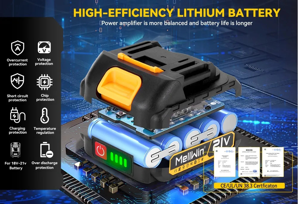 Mellwin 30mm tesouras de poda elétricas sem escova sem fio cortador de galhos de árvores frutíferas tesoura de jardim para makita 18v bateria pino