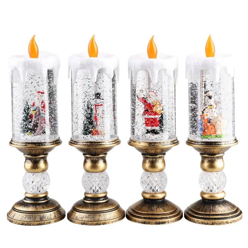 Crystal Snow Candles Lights para Decorações de Natal, Scene Layout, Holiday Gifts, Children's Birthday Gifts
