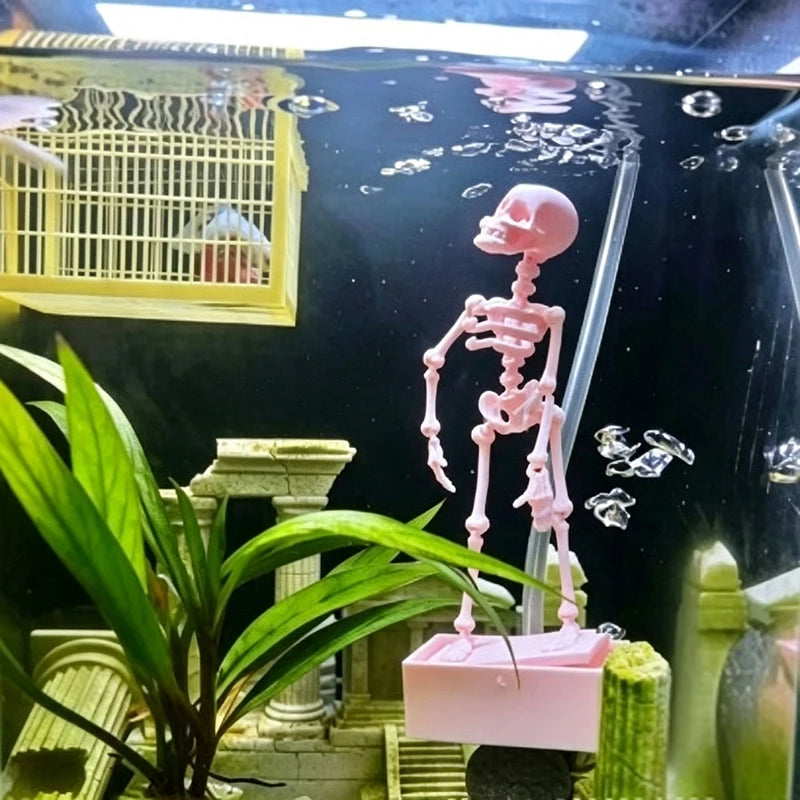 Decoração de Aquário de Halloween: Esqueletos Dançantes de Resina para Aquário com Bolhas