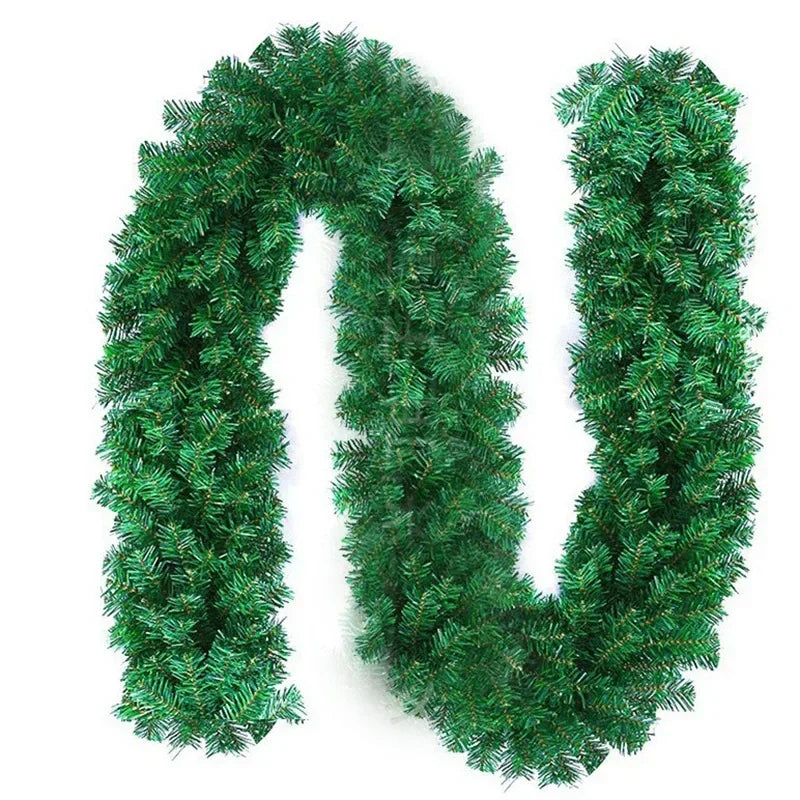 2.7m verde artificial guirlanda de natal poinsétia guirlanda de flores de natal árvore de natal rattan pendurado ornamento decoração