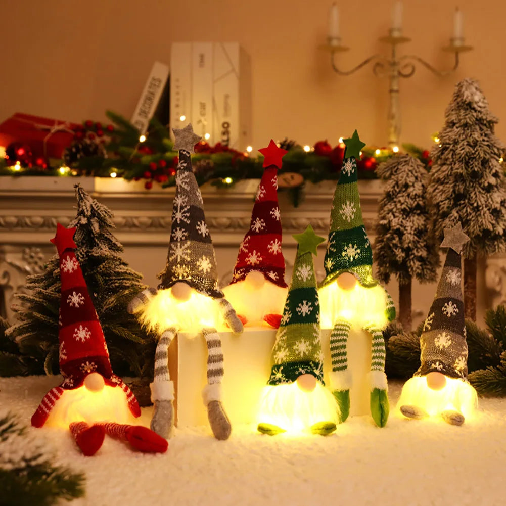 Boneco Gnomo Luminoso de Natal 2026 Sem Rosto Decoração de Casa Feliz Natal Presente de Natal para o Ano Novo