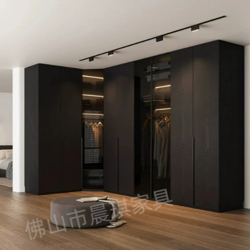 Guarda-roupas de Luxo que Economizam Espaço, com Vidro Canelado, Sistema de Estruturas Organizadoras, Guarda-roupa Solteiro, Móveis para Quarto