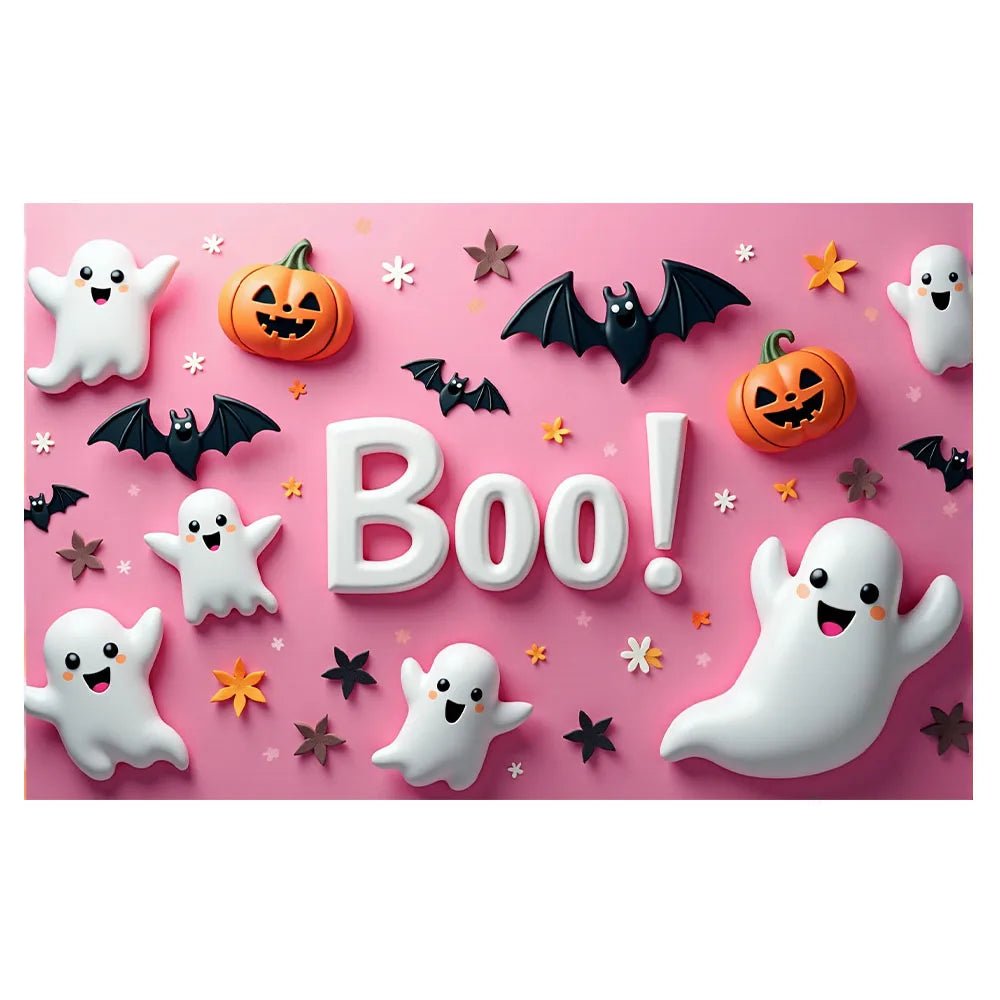 Decoração Halloween Backdrop, Parede Rosa, Fantasma Assustador, Abóbora Saltitante, Fotografia, Birthday Party, Raparigas, Bebé, 180x110cm