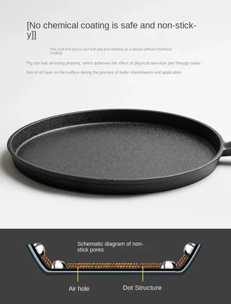 Frigideira de ferro fundido de 26cm, não revestida, antiaderente, ovo, panqueca, crepe, bife, frigideira, fogão de indução a gás, panelas de cozinha Kasa & Pet Store