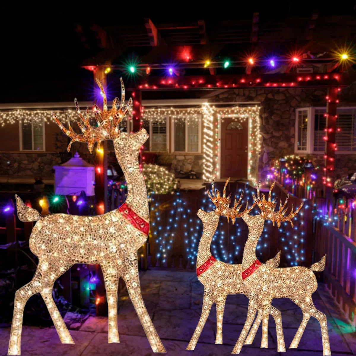 Natal iluminado veados decoração luz led rena elk esculturas luminosas jardim gramado ao ar livre quintal natal gota ornamentos