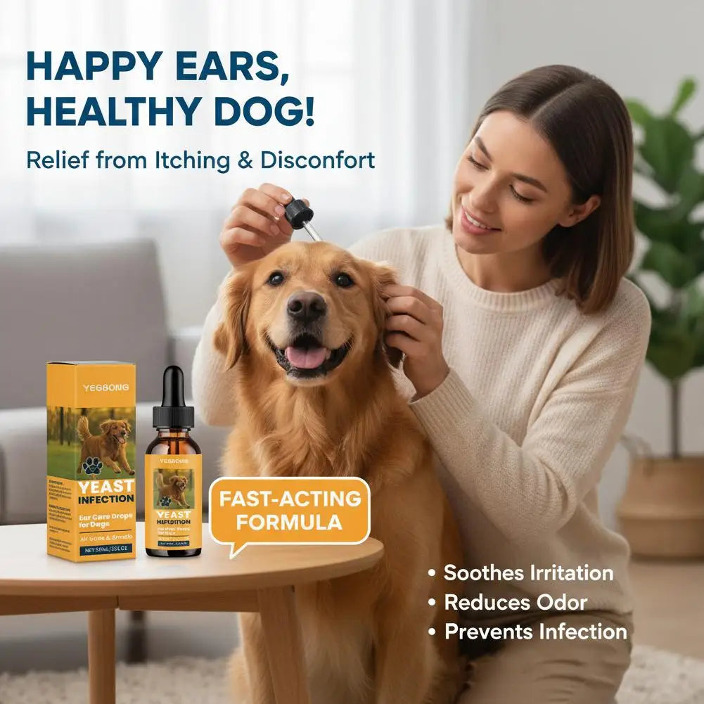 Gotas para ouvido de animais de estimação, 60ml, dissolvem cera de ouvido, removedor de odor, anti-coceira, natural, não irritante