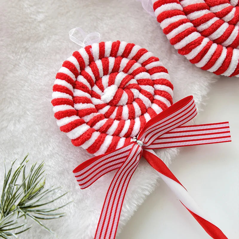 Enfeites de Natal vermelho e branco, Bastões, Bastões, Doces, árvores, Pingentes decorativos, Decorações de Natal, 2022