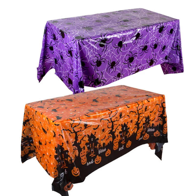 Toalha De Mesa Dobrável De Plástico Para Decoração De Halloween, Abóbora Aranha Web, Household and Party Supplies