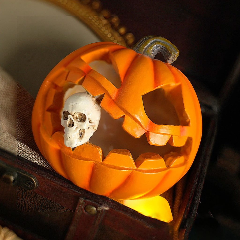 Halloween fantasma abóbora lanterna decoração abóbora comendo crânio estátua peças centrais de mesa para porches jardins pátios ornamento