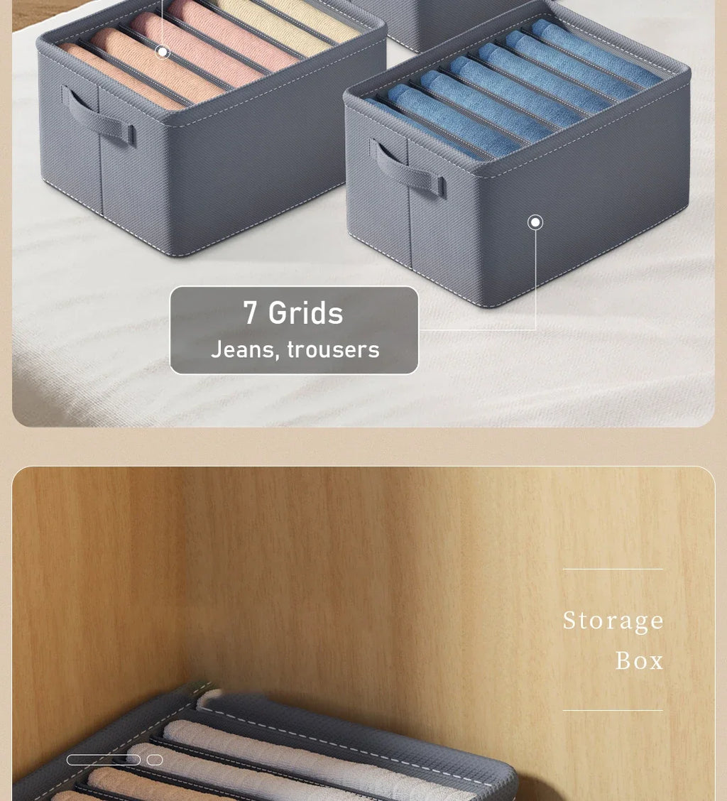 Caixa organizadora de roupa com 6/7/9 compartimentos, para guardar calças mais grossas, dobrável, com divisórias, ideal para camisolas, camisas e gavetas de armários e guarda-roupas.