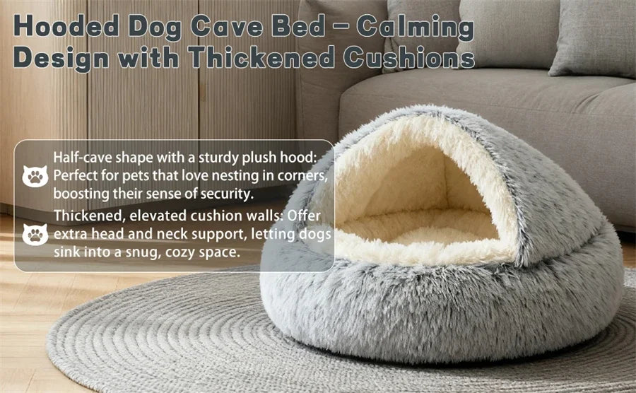 Camas aconchegantes para gatos, colchão para cães, cama quente e macia de pelúcia para animais de estimação, em formato de concha, semi-fechada, ninhos para dormir para gatos, para cães pequenos e gatinhos